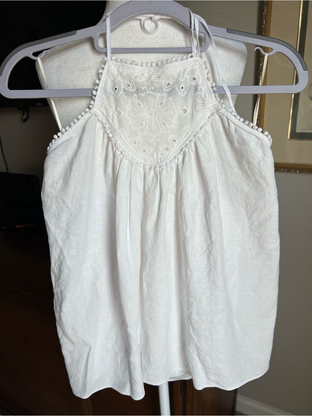Max Studio White Eyelet Halter Camisole